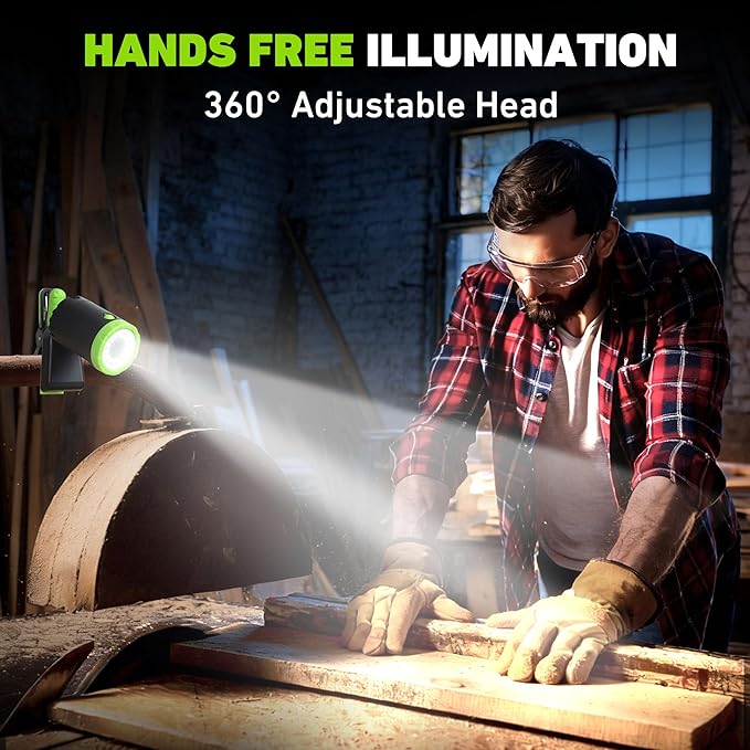 2-Pack Rechargeable LED Work Lights, 360-Degree Adjustable Spotlights with Magnetic Base, Clamp Lights for Barbecue, Workshop, Construction Site, Car Repairing and Home Using