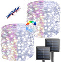 Solar String Lights Outdoor – 2-Pack 80FT 200LED, 8 Modes (Cool White/Multicolor)