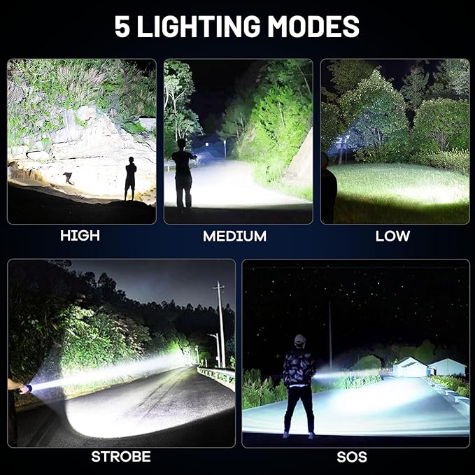 MIXILIN Rechargeable Flashlights High Lumens, 4 Pack 99,000 Lumens Super Bright Led Flashlight with USB Cable & 5 Modes, Handheld Flash Light Waterproof Flashlight for Home Camping