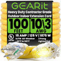 GEARit 100 Ft Extension Cords 10/3 Gauge Outdoor/Indoor SJTW 10 AWG 3 Prong Heavy Duty Power Cable 15A 125V 1875W for Lawn, Garden, Appliances Yellow
