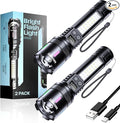 Esgreen LED Rechargeable Flashlights High Lumens 20000 2 Pack, Single Click Bright Flashlight Long Lasting 12H, Compact Handheld Flash Light USB C, White & Red Light, for Hiking Camping Gift