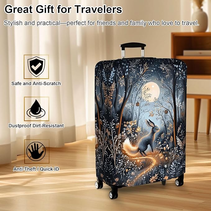Luggage Cover Protector for 26-28 Inch Suitcases, TSA Approved Elastic Travel Suitcase Covers, Anti-Scratch Washable Luggage Sleeve for Carry On & Checked Bags, Hare