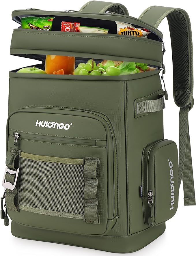 Hulongo Large Waterproof Insulated Cooler Backpack for Men & Women, Leak Proof Cooler Backpack for Camping, Beach, Fishing, Picnic, Travel, Outdoor, 30L, 48Cans