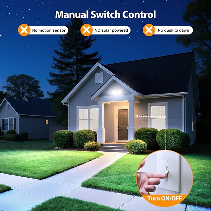 Onforu 3 Packs 75W Flood Lights Outdoor, 7000LM Brightness Security Lights,Switch Controlled, IP65 Waterproof, 6500K Exterior LED Flood Light with 3 Adjustable Heads for Yard Home
