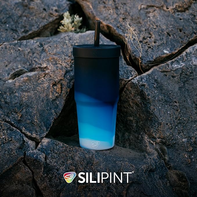 Silipint: 32oz Silicone Straw Tumbler, Unbreakable, Non-Toxic, Dishwasher Safe - Pack of 4