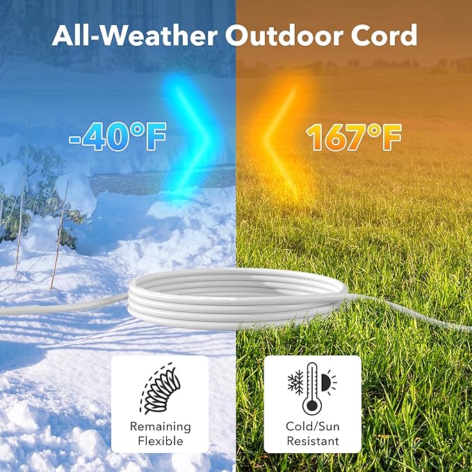 BN-LINK 6ft White Outdoor Extension Cord 16/3 SJTW, 2 Pack, 3-Prong, Weather Resistant & Flame Retardant, for Indoor, Garden, Landscaping & Holiday Decorations, ETL