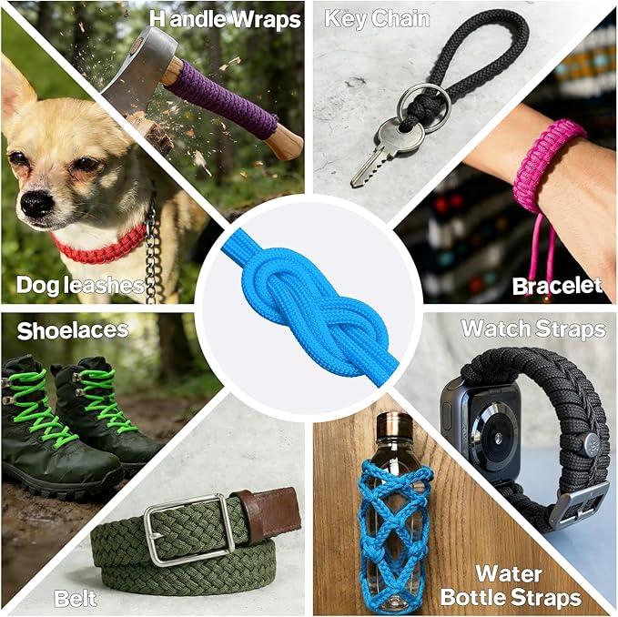 Paracord Rope 750 - Parachute para Cord 4mm 11 Strand Spool Rope Utility Nylon String for Outdoor Camping Survival Utility Tent Crafting DIY Projects - Blue 1000ft