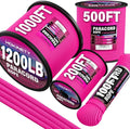 1200 Paracord Rope - 4.4mm 14 Strand Nylon Parachute Spool para Cord Lanyard for Outdoor Camping Survival Utility Tent Crafting DIY Projects Fishing Clothsline Bracelet - Neonpink 100FT