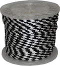 T.W . Evans Cordage 96020 1/2-Inch by 300-Feet Solid Braid Propylene Multifilament Derby Rope, Black and White