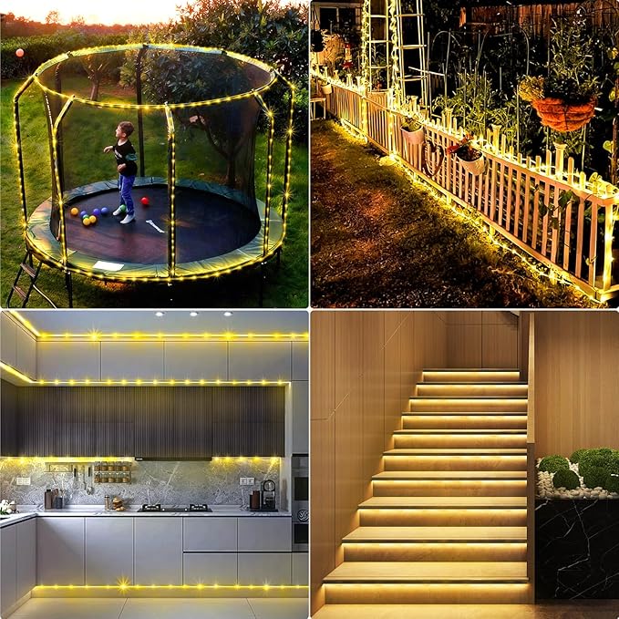 KNONEW 164FT 1000LED Rope Lights for Outside,Outdoor String Lights Waterproof 8 Modes Clear Tube Light for Indoor,Bedroom,Wedding,Garden,Patio,Christmas,Tree,Rv,Holiday Decoration(Warm White)
