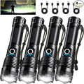 Lylting 4 Pack Rechargeable LED Flashlights High Lumens, 90,000LM Super Bright Flashlight, Adjustable Powerful Flash Light with USB Cable & 5 Modes, Waterproof Handheld Flashlight for Home Camping