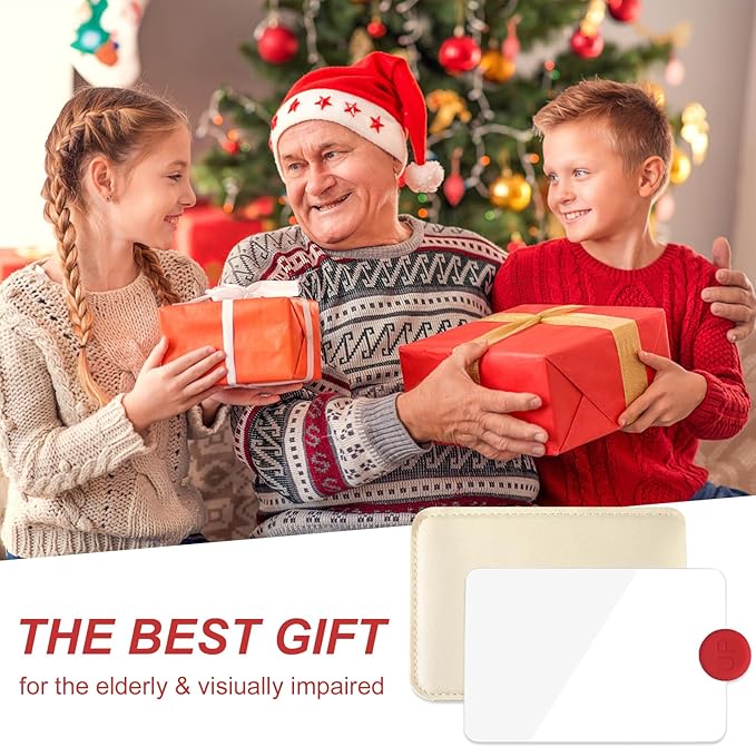 3X Pocket Magnifier - Portable Fresnel Lens, Leather Case, Fire Starter, Reading Aid for Small Print, Maps, Phones, Books (Straight Handle)