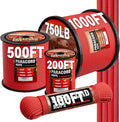 Paracord Rope 750 - Parachute para Cord 4mm 11 Strand Spool Rope Utility Nylon String for Outdoor Camping Survival Utility Tent Crafting DIY Projects - Red 1000ft