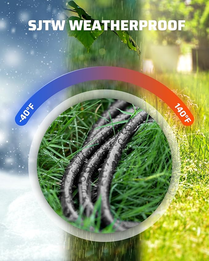 DEWENWILS 2 Pack 6FT Outdoor Extension Cord Waterproof, Short Extension Cord 16 AWG SJTW, NEMA 5-15P to 5-15R, 3 Prong Grounded Plug, for Indoor and Outdoor, ETL Listed, Black
