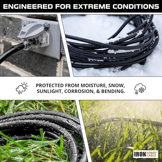Iron Forge Cable 2 Pack 12 Gauge Outdoor Extension Cord 50 Ft, SJTOW 12/3 Heavy Duty Extension Cord 3 Prong - Oil Resistant & Flame Retardant