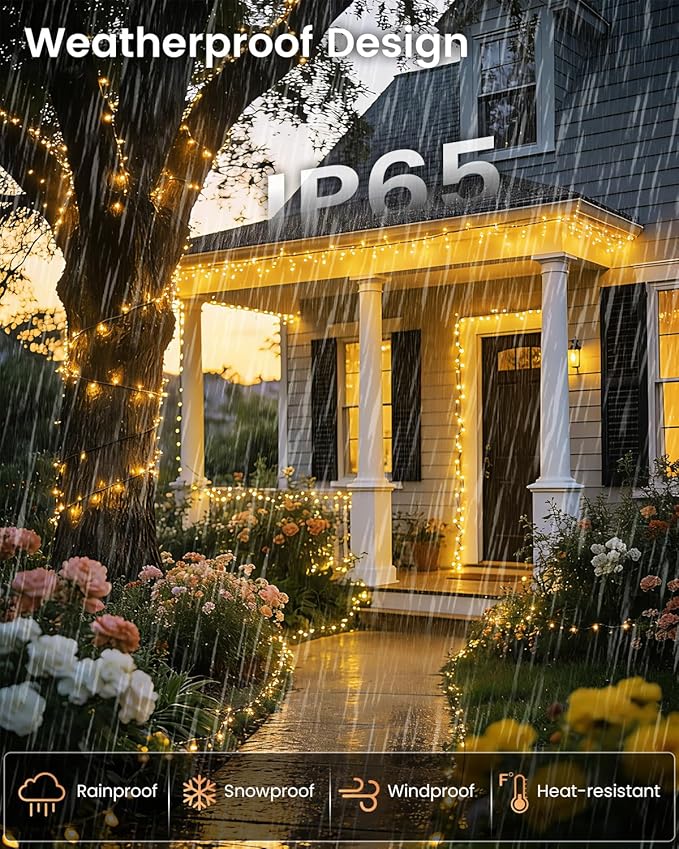 2Pack 240LED Solar String Lights Outdoor | Total 92FT Waterproof Solar Christmas Lights with 8 Modes & Memory, Auto On/Off Solar Powered Lights for Xmas Tree Garden Patio Wedding Decor (Warm White)