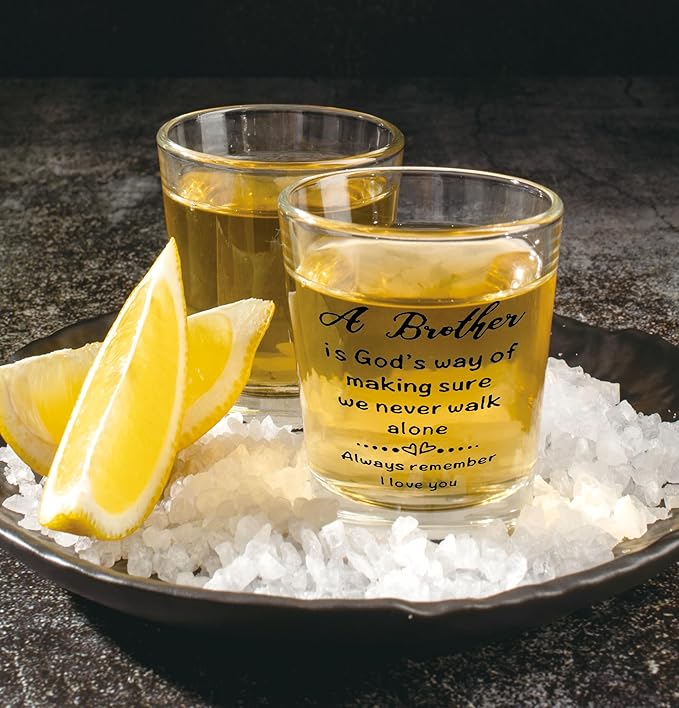 Nogrit Brother Gifts Whiskey Glasses 10 oz, Brother Father's Day Birthday Gifts Old Fashioned Rocks Glasses for Men Drinking Cocktail Scotch Vodka Tequila Rum