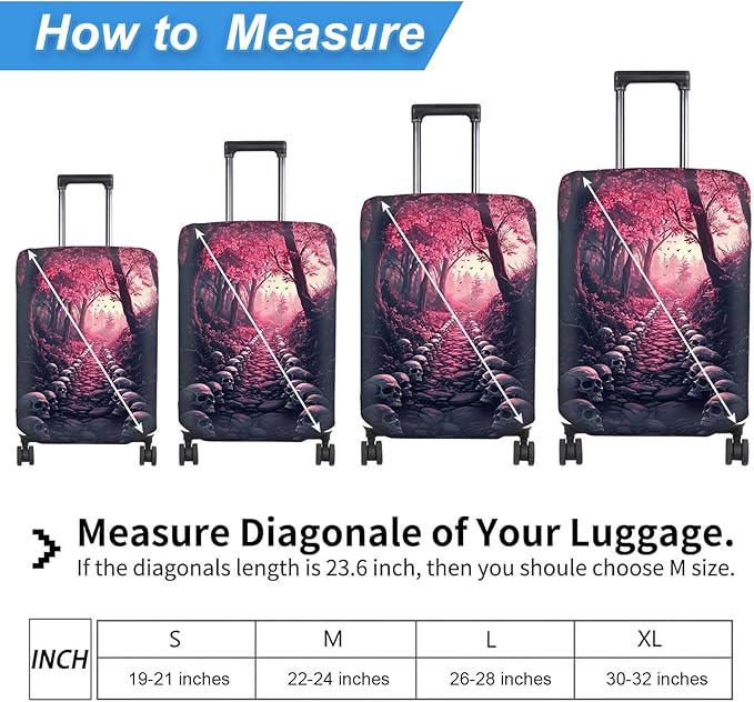Luggage Cover Protector for 30-32 Inch Suitcases, TSA Approved Elastic Travel Suitcase Covers, Anti-Scratch Washable Luggage Sleeve for Carry On & Checked Bags, Skulls Leading
