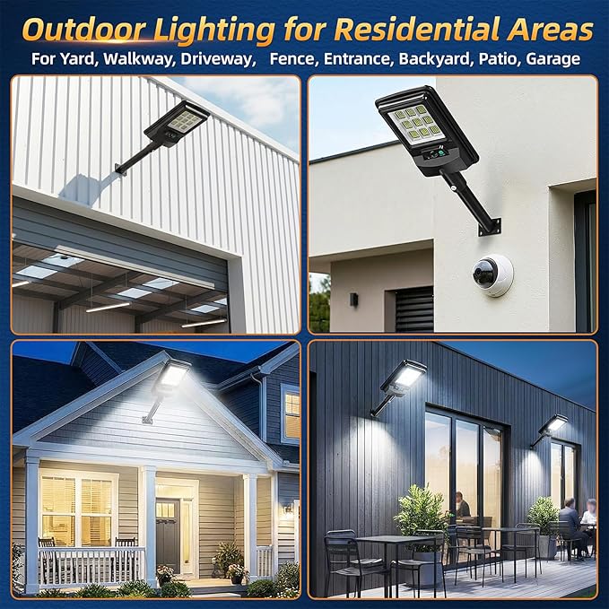 Solar Street Light Outdoor, 11-Inch Solar Powered Street Light with Motion Sensor & Remote Control, Dusk to Dawn Waterproof Security Light for Wall Mount, Entryway, Driveway, Yard, Garden(2 Pack)
