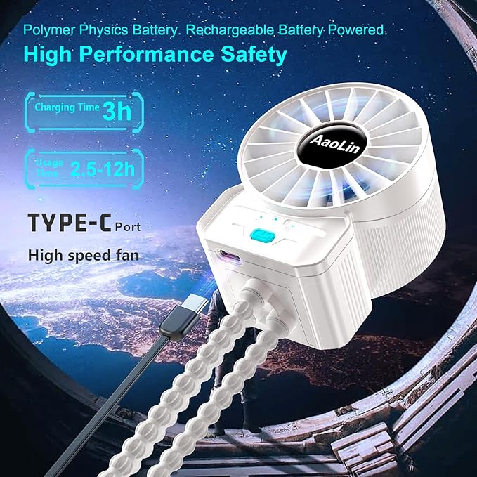 multifunctional USB rechargeable portable stroller small fan 4 speed 6600rpm high speed mini small handheld cooling fan extended flexible tripod for desktop wrap crib bike treadmill car kids gift