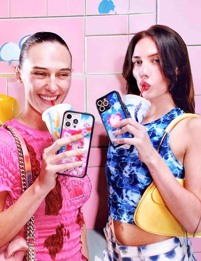 Wildflower Cases - Compatible with iPhone 13 Pro | Protective Black Bumper, 6.5ft Drop Test Certified, Women Owned Small Business | Clouds Heart Blue Pink Trendy | Sky Fantasy
