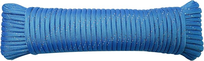 Paracord Rope, Reflective III Parachute Cord 7 Strand Core 550lb, 100ft Blue - High Visibility Abrasion Resistant Easy to Tie, Multi-Purpose Rope for Camping Survival DIY