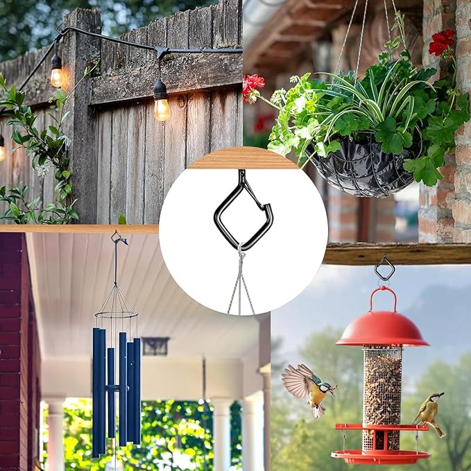 120 Pcs Black Eye Hooks Screw Heavy Duty,Ceiling Hooks for Hanging Plants,String Lights,Cup,Wind Chime,Bird Feeders. Plant Hanger Indoor&Outdoor