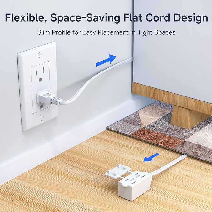 [ETL Listed] Cable Matters 2-Pack 16 AWG 2 Prong Extension Cord 10 ft, 13A 3-Outlet Extension Cords with Tamper Guard, 13 Amp, 1625 Watts, White
