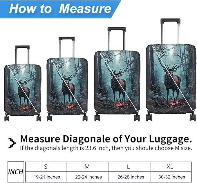 Luggage Cover Protector for 26-28 Inch Suitcases, TSA Approved Elastic Travel Suitcase Covers, Anti-Scratch Washable Luggage Sleeve for Carry On & Checked Bags, Enormous Stag