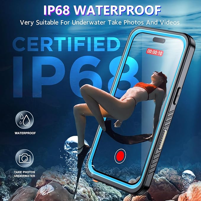 2025 New Designed for iPhone 16 Case Waterproof, [Built-in Screen Protector & Glass Camera Protector][Full Body Shockproof][IP68 Underwater][Dustproof][Dropproof] Phone Case for iPhone 16 6.1"