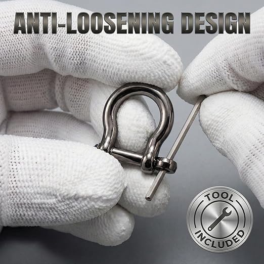 Antique Brass 5/32" Bow Shackle, 5 Pack with Tool, 1433lbs D-Ring Shackle Clasp, Small Stainless Style Anchor Shackle for Paracord Bracelet, Survival Gear
