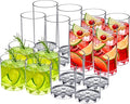 Amazing Abby - Liberty - 12-Ounce and 16-Ounce Plastic Tumblers (Set of 16), Plastic Drinking Glasses, All-Clear Reusable Plastic Cups, BPA-Free, Shatter-Proof, Dishwasher-Safe