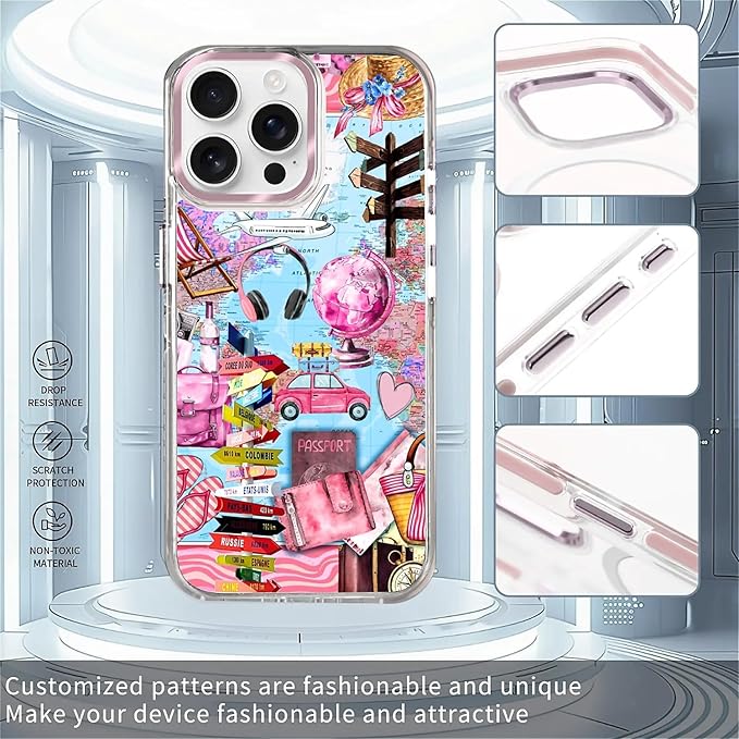 Case for iPhone 14 Pro Max,[Compatible with MagSafe],Cover Holiday Trip World Map Phone Case Design，for Women Girls Magnetic Clear Cover - Slim, Sleek, & Shockproof Protection