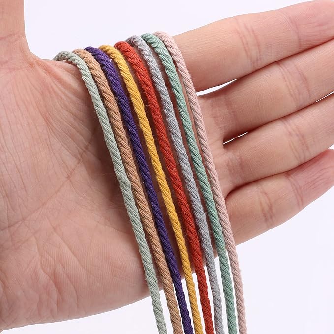 Pinkish Grey Macrame Cord 3mm x 109Yards,Colored Cotton Rope Craft Cord Colorful Cotton Cord Twine for Wall Hanging Plant Hangers Crafts Knitting Decorative Projects
