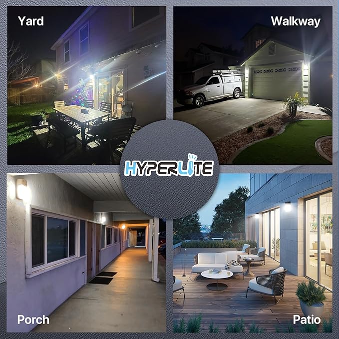 HYPERLITE LED Wall Pack Light: 30W 3600lm 5000K LED Wall Pack with Photocell, 2024 New Ideal Wall Pack LED Exterior Light for House, Garage, Door, Yard, Porch, Home, Driveway