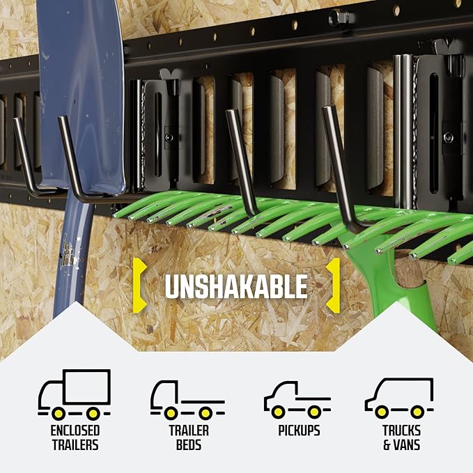 DC Cargo Mall Dual Arm Tool Hook Hanger E Track Accessories 3" Deep (10 Pack) - Garage Wall Mount, Truck, Enclosed Trailer, Storage ETrack System