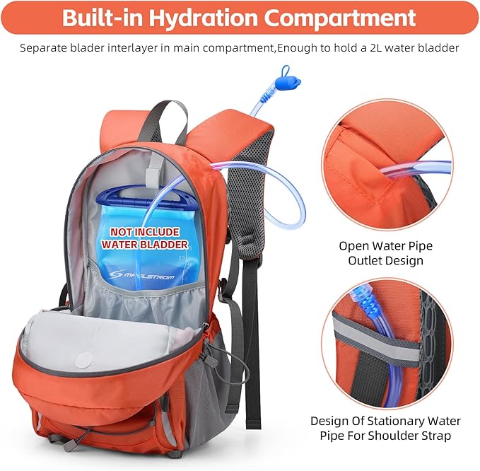RealCool Hiking Backpack for Men Women,20L Lightweight Waterproof Travel Camping Backpack Hiking Daypack for Cycling Running,Orange