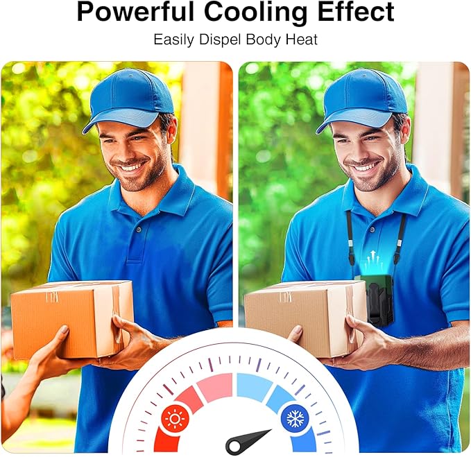 Portable Fan 4000mAh Rechargeable, 4 Speeds 13000RPM Strong Airflow, Personal Waist Fan with Max 24H Working Time, Wearable Clip Belt fan for Camping, Outdoor, Jobsite, Traveling -Green & Black