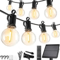 Brightown Solar String Lights Outdoor Waterproof with Remote Cable Ties and Hooks, 38FT Patio Lights with 15 LED Shatterproof Bulbs, 3 Light Modes, Dimmable Hanging Lights for Backyard Party Decor