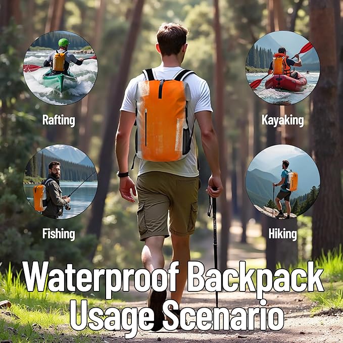 Waterproof Dry Bag Marine Dry Bags for Kayaking Hiking Orange Gray Abstract Art Painting Backpack Roll-Top Closure Bag - Backpack Waterproof Phone Case 5L