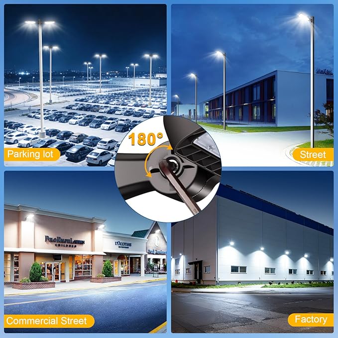 ledmo LED Parking Lot Lights,2 Pack 144000LM Total Professional 480W Super Bright Complete Large Area Lighting Kit,IP65 Waterproof Commercial Street Light with Dusk to Dawn Adjustable Wall Mount
