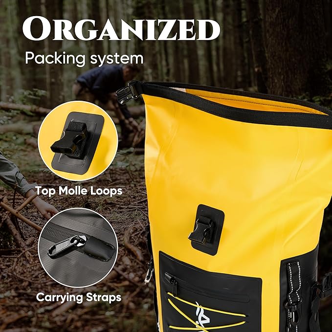 Waterproof Backpack Dry Bag with bungee cord and small waterproof Bag Yellow