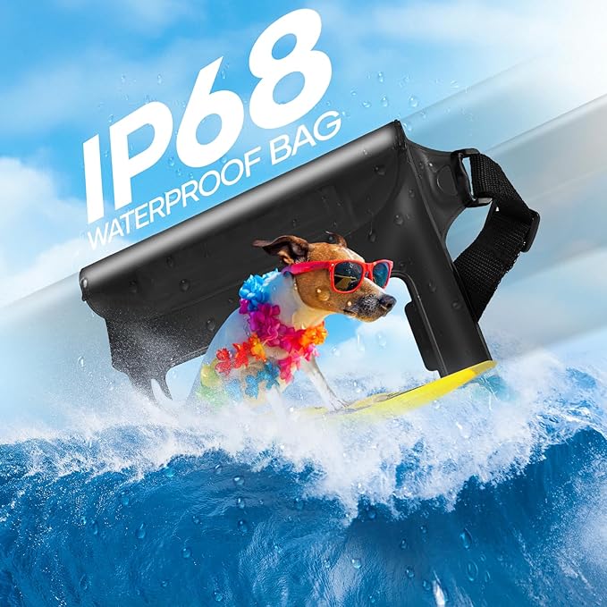Waterproof Bag for Beach, Waterproof Pouch for Phone Passport Purse, Fanny Packs for Women, Floating Dry Bags for Cruise Ship Travel Water Park Surfing Boating Fishing Black 2 Pack