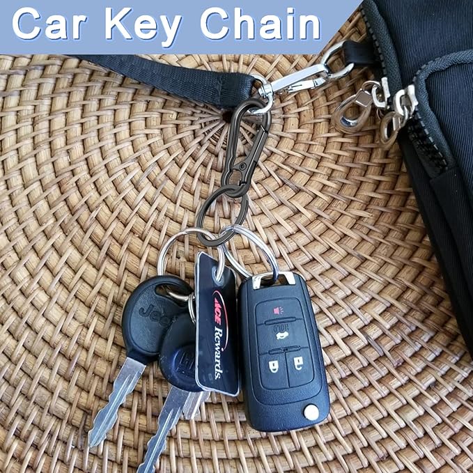 4Pack Small Keychain Rings, Metal Key Carabiner Clip, Mini EDC Key Ring Chain Holder Organizer for Purse Charm Hook, Car Keychain, Paracord Keychain Lanyard, Men and Women Key Fob (Gun Black)