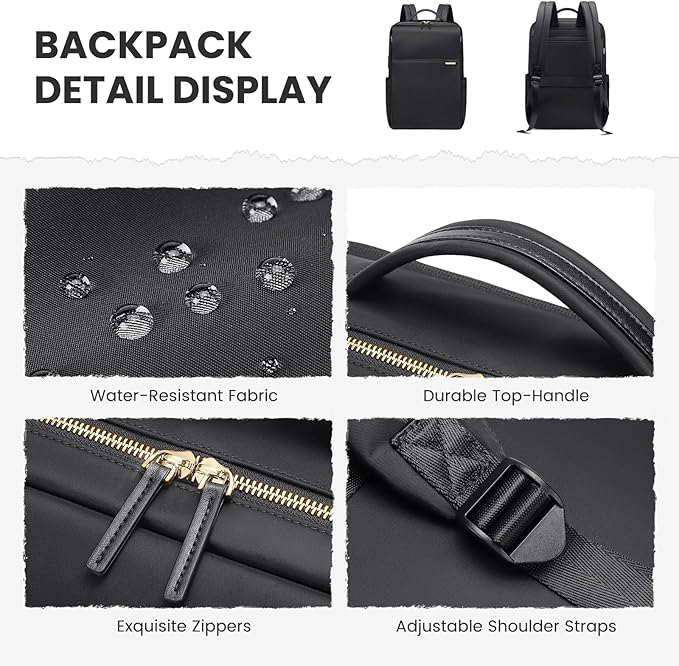 Laptop Backpack for Women, Work Business Traval Computer Backpacks with Laptop Compartment Waterproof Casual Daypack for Travel College,14Inch,Black