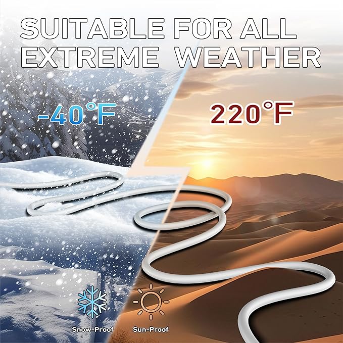 LUCKY TL Indoor Outdoor Extension Cord, 16/3 Gauge White Short Extension Cord 3ft, Waterproof Flexible Case, Made in Pure Copper, 13A 1625W 16AWG SJTW, 3 Prong Heavy Duty Wire, UL