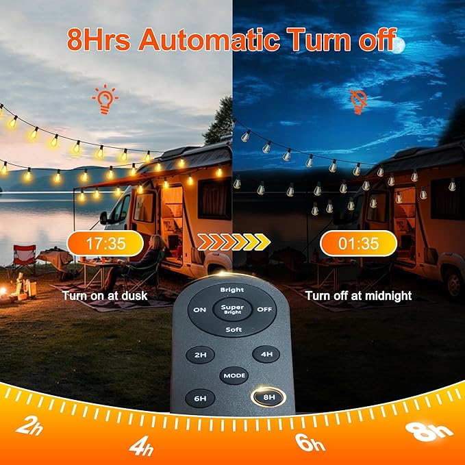 Stright 55FT Solar String Lights Outside Remote Control with USB Charging Port E12 S14 Bulbs, 55 Feet 15 Sockets Outdoor Lights Dimmable Solar Power LED Bulbs for Patio Garden Market Bistro Backyard