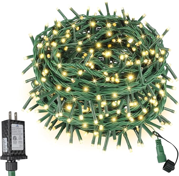 ASENEK Extra Long Christmas Decorative Outdoor String Light 197 Feet 600LED 8 Modes Indoor Lights with Timer, Outdoor Indoor Fairy Lights Christmas Tree Patio Garden Holiday Warm White