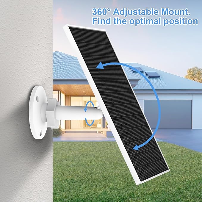 Solar Panel for Eufy Outdoor Camera, Camera Solar Panel Charger Compatible with Eufycam, Continuous Power Supply, 5W Solar Panel with 9.8ft Charging Cable, IP65 Waterproof, 2 Pack
