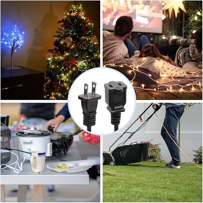 3 Ft Extension Cord,2-Pack Short Power Cord Black,US Male/Female Power Cable for NEMA 1-15P to NEMA 1-15R, UL Listed for Christmas Lights,Small Extension Cord